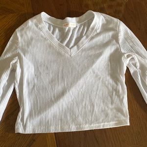 White V-Neck Crop Top
